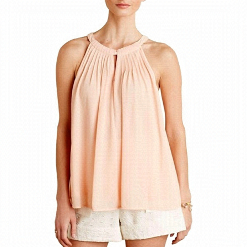 ANTHROPOLOGIE Sunday in Brooklyn Pin Tucked Flowing Halter Swing Tank Top Blouse